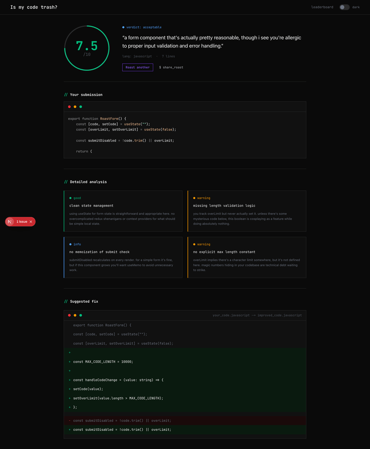IsMyCodeTrash